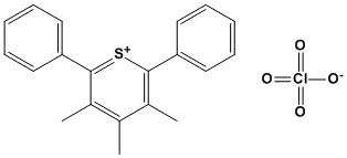 Molecular Structure of 80761-97-3 (Thiopyrylium, 3,4,5-trimethyl-2,6-diphenyl-, perchlorate)